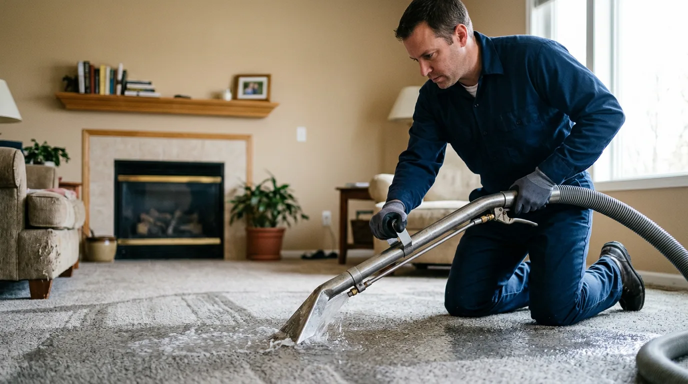 Water damage restoration technician working near Delhi, LA